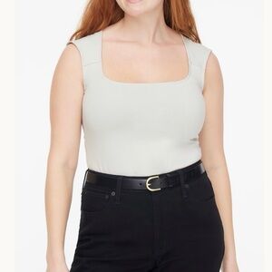 J Crew Cap-sleeve stretch cotton-blend squareneck tank top